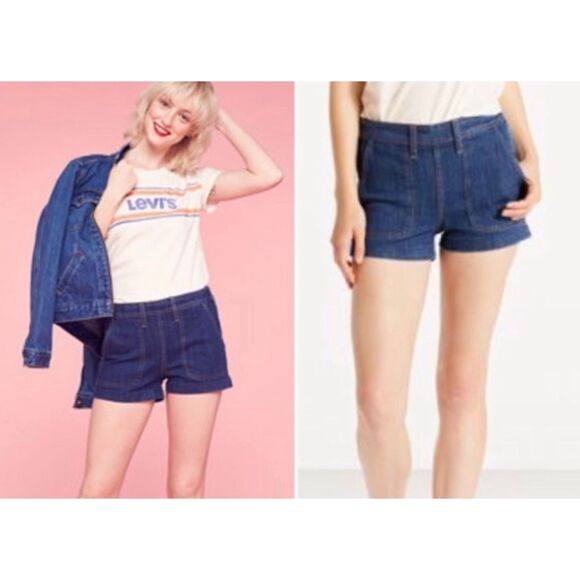 Levi’s Orange Tab High Rise Utility Pocket Side Zipper Retro Jean Shorts 34 READ - Picture 1 of 6